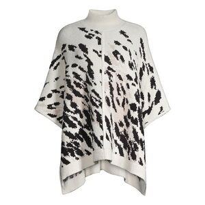 Barefoot CozyChic ☁️ Dreams Leopard 🐆 Cheetah Print Poncho Cream Black OS